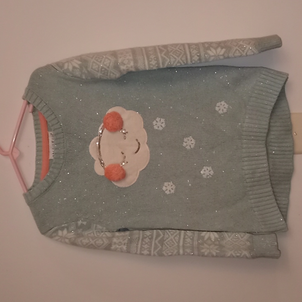 Snowflake and Cloud Sequin Pom Pom Sweater Size 5/6